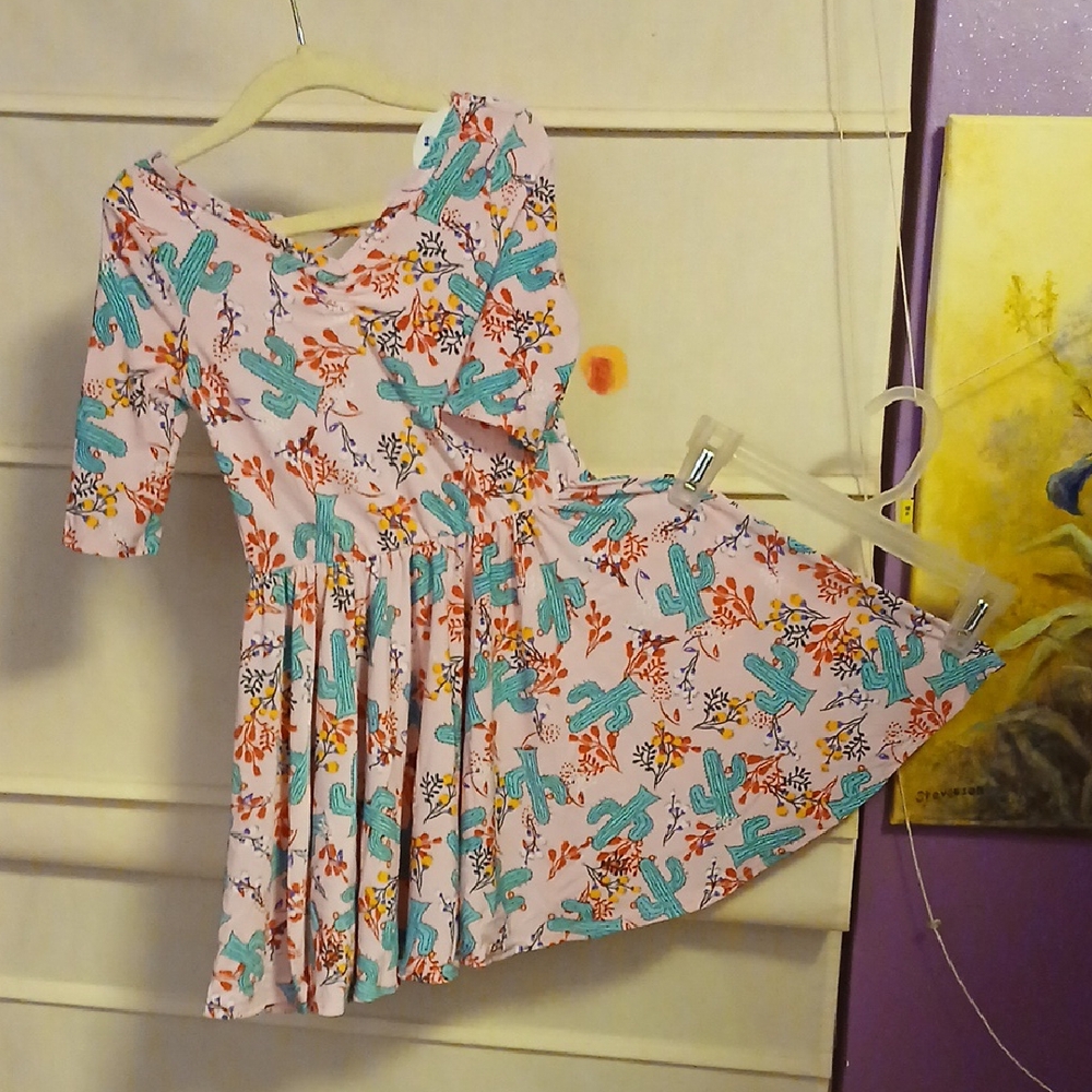 Dot Dot Smile Pink Cactus Kids Dress